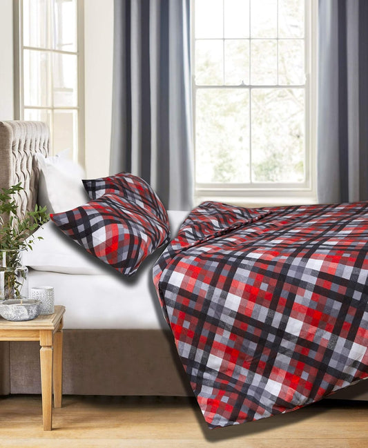 Friends at Home 180 Gram Cotton Heavyweight Flannel Duvet Cover Sets (Grey, Red, Black, King)