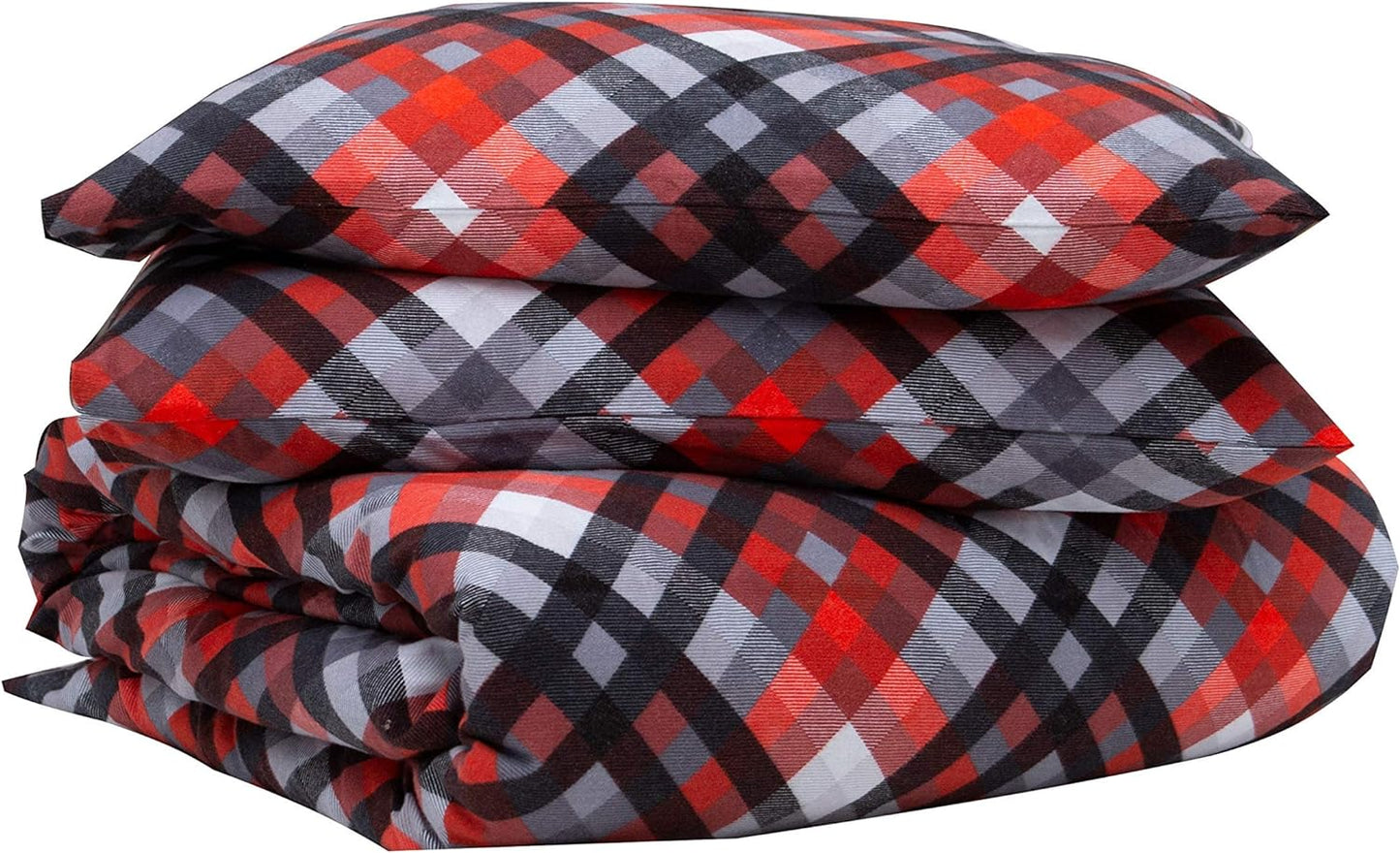 Friends at Home 180 Gram Cotton Heavyweight Flannel Duvet Cover Sets (Grey, Red, Black, King)