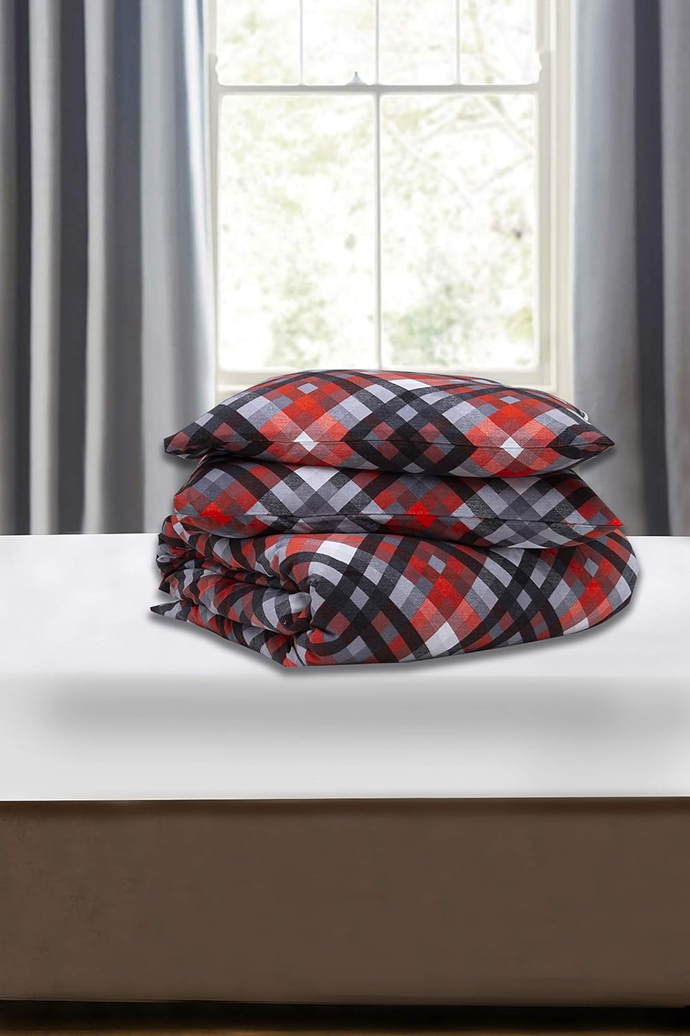 Friends at Home 180 Gram Cotton Heavyweight Flannel Duvet Cover Sets (Grey, Red, Black, King)