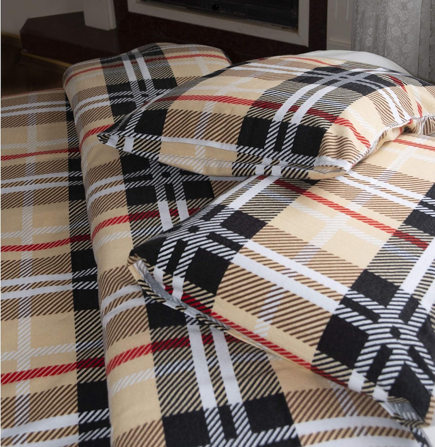 Friends at Home 180 Gram Cotton Heavyweight Flannel Duvet Cover Sets (Beige, Black, Red, White, Queen)