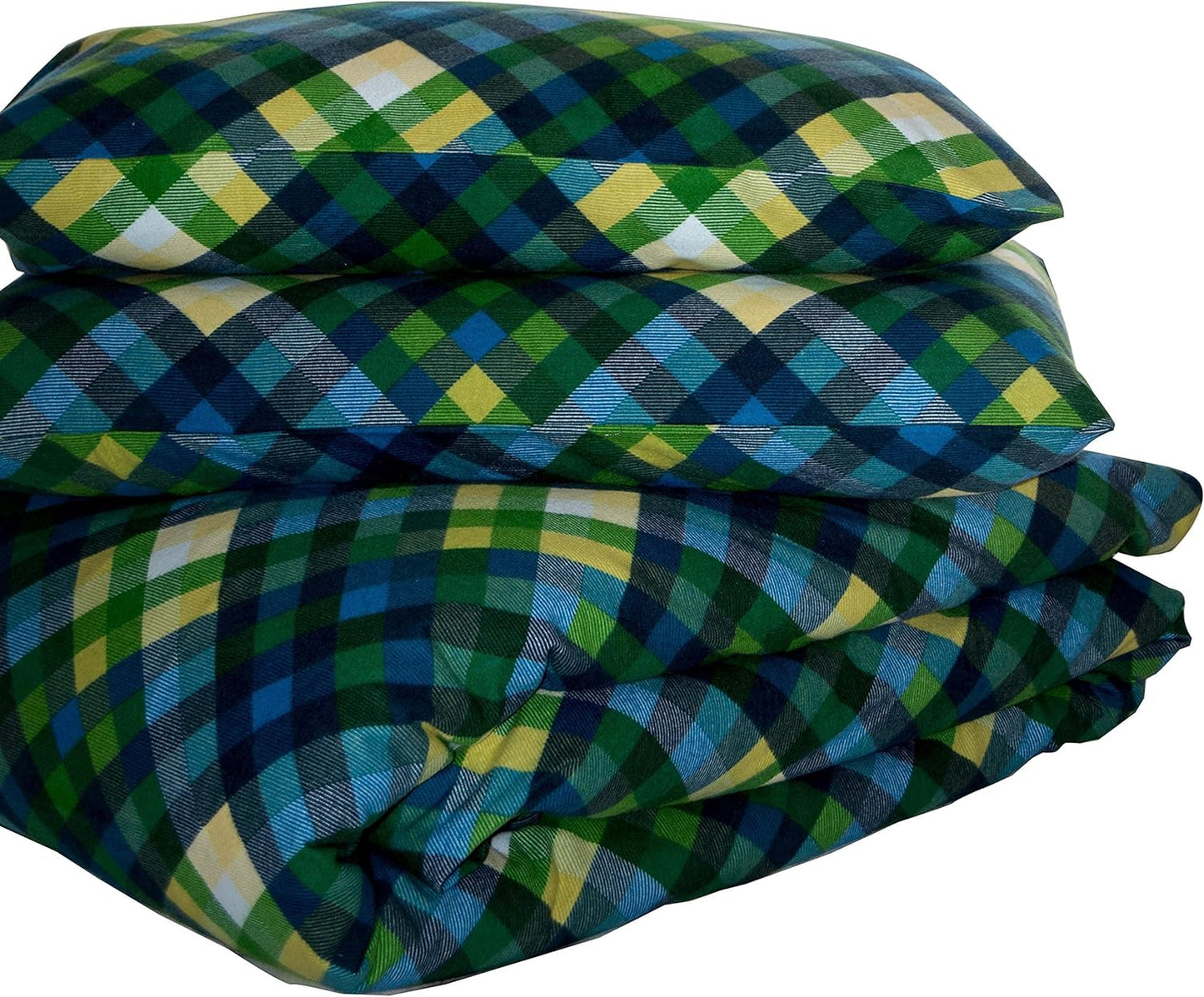 Friends at Home 180 Gram Cotton Heavyweight Flannel Duvet Cover Sets (Green, Black, Blue, Queen)