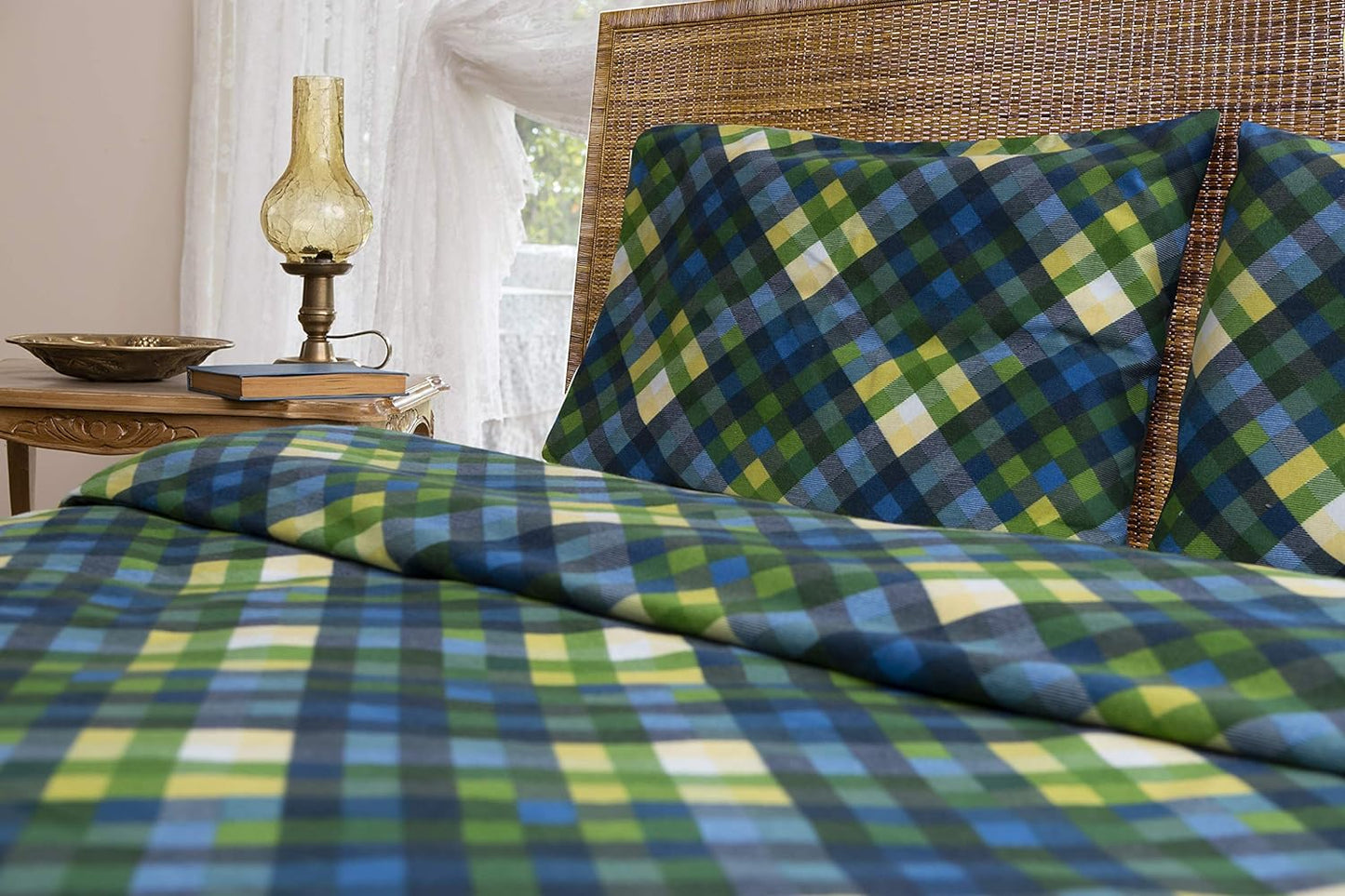 Friends at Home 180 Gram Cotton Heavyweight Flannel Duvet Cover Sets (Green, Black, Blue, Queen)